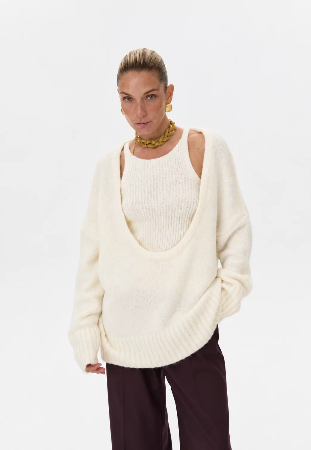 Свитер с топом из шерсти